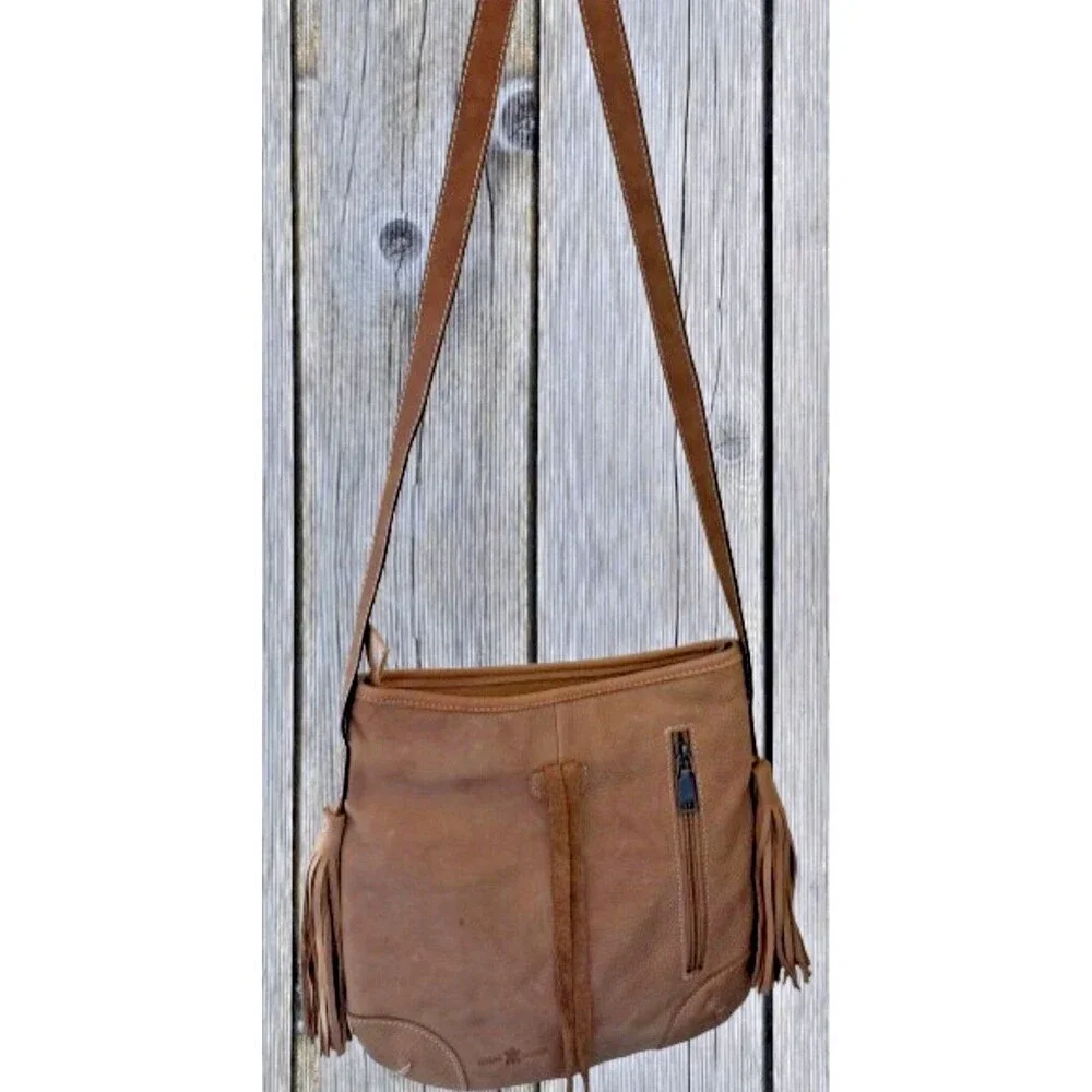 Genuine Leather Hair On Hide Cowhide Western Fringe Crossbody Purse Studded Boho